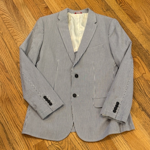 Izod Navy Pinstripe Blazer - Picture 5 of 11